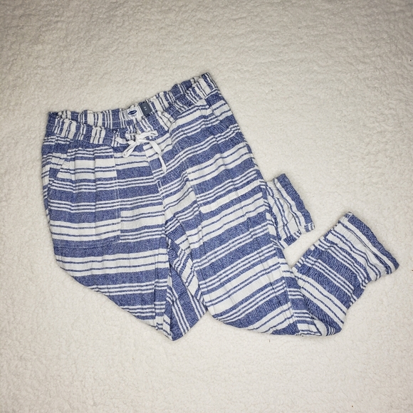 Old Navy Pants - Old Navy Blue White Striped Linen Pants XS